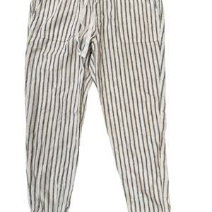 Old Navy White and Black Striped Drawstring Pants